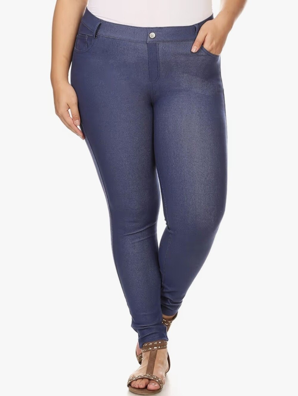 NEW Yelete Navy Slim Stretch Ponte Skinny Pants High Waist Denim Jeggings Large